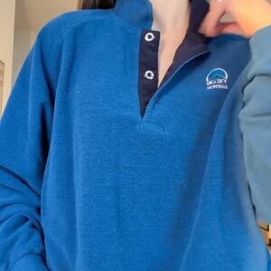 Blue Big Sky Sweater Cozy Winter Warm Skiing Montana